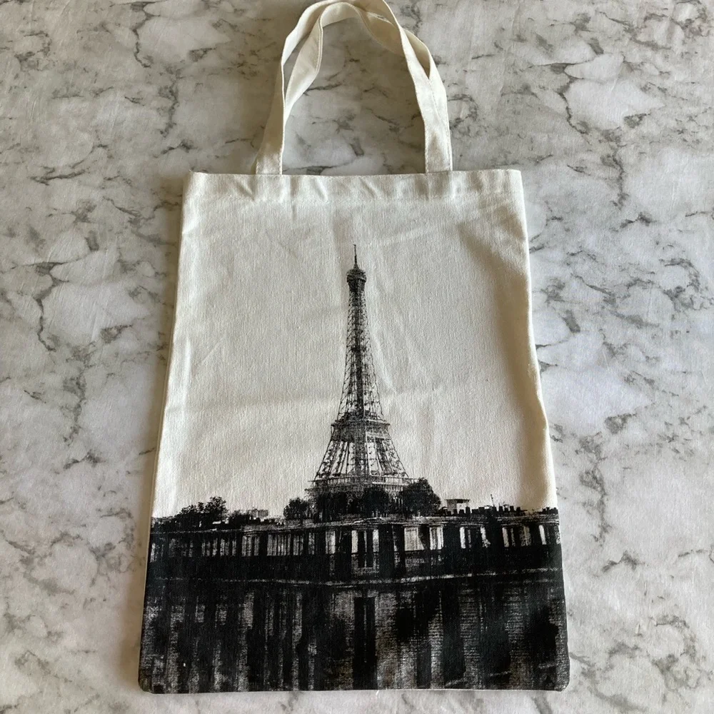Tall tote with the Eiffel Tower Canvas Tote Bag NWOT - Picture 7 of 7